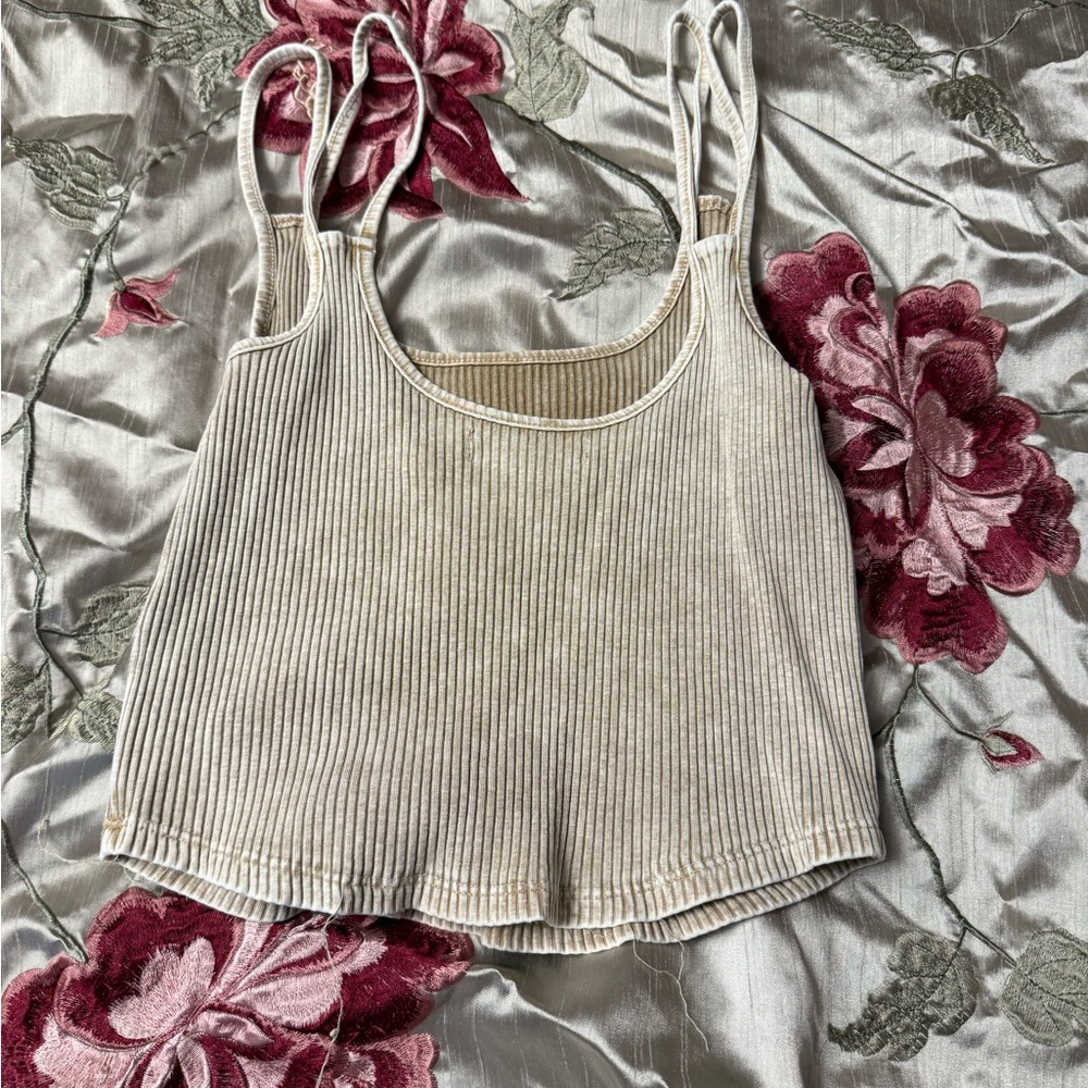 Mustard Seed Cream Ribbed Camisole